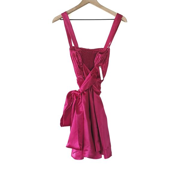 NEW Anthropologie Maeve Bow-Tie Pink Satin Mini Dress - Size 4 - Picture 5 of 8